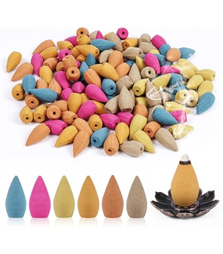 Wierookbrander, terugstroom wierookhouder keramische wierook kegels brander wierook stok houder terugstroom wierookbrander met gratis kegels woondecoratie handwerk geschenk 4 lagen ronde