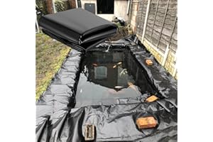 SMYH Teichfolie, Teichmembran, Gartenteichplane, 3x7m 5x6m 7x7m 8x10m 11x12m 12x12m, Schwimmteich, Koiteich, Wasserfälle, 0.2mm, Reißfest, Witterungsbeständig, HDPE