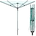 HMWD 40/50/60M Heavy Duty 4 Arm Outdoor Rotary Clothes Airer/Dryer Washing Line With Metal Ground Spike & Water Proof Protective Cover Included - Outdoor Laundry Washing Line socket (60M)