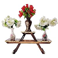 Vintage Wooden Multipurpose Folding Rack/Plant Stand with 3 Decks/Living Room Side Stand/Wooden Stool/Flower Pot Stand…