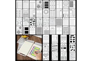 YUANAN 48 Pcs Journal Stencils for Crafts, Multiple Planner Stencils for Dotted Notebooks, Drawing Accessories Planner Stencil Kit for Scrapbooking Cards DIY Projects(7x5 Inch)