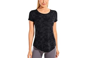 CRZ YOGA Donna Cotone Pima Sportivo Top Maniche Corte Fitness Casuale T-Shirt
