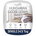 Snuggledown Hungarian Goose Down Single Duvet - 4.5 Tog Premium Lightweight Cool Summer Quilt for Night Sweats - Soft Jacquard Cotton Cover, Hypoallergenic, Machine Washable, Size (135cm x 200cm)