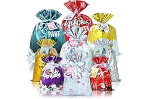 BENPEN Christmas Wrapping Gift Bags, 20Pcs Xmas Gifts Bags Large Medium Small for Presents with 20 Tags for Birthday Holiday Party, Luxury Santa Claus Ornament with Ribbon for Family Friends