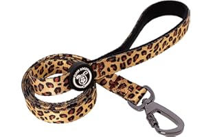 SUPER DOGGY Guinzaglio per Cani di Piccola, Media e Grande taglia - Robusto Guinzaglio in Nylon con Impugnatura Imbottita - Vari Motivi Divertenti, 120 x 2 cm (Leopard)
