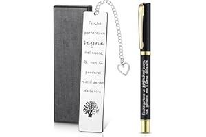 Clabby 3 Pezzi Set Regali per Collega Laurea Segnalibro con Frasi Motivazionali Penna di Ispirazione e Scatola Regalo Segnalibro in Metallo Regalo di Addio per Colleghi Donna Maestra Insegnante Amica