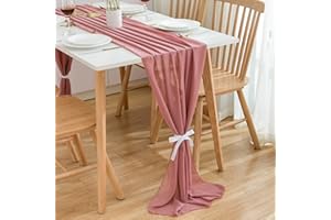 CHUQING Runner tavola,Rosa Scuro,Runner da Tavolo,Runner per Il Tavolo,in Chiffon,Table Runner Lavabile Decorazione per Matrimonio,Compleanno, Feste,300 cm x 70 cm