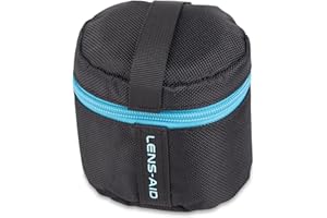 LENS-AID Housse pour Objectif avec Fermeture éclair – Étui rembourré Cordura avec Boucle Ceinture – pour objectifs Standards, compacts ou téléobjectifs – Taille: XXS (8×9 cm)