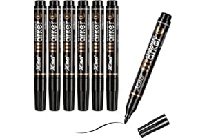 ABEIER Black Permanent Marker pens, Bullet Tip,6-count thick markers,Works on Wood,Stone,Plastic,Metal and Glass for Doodling, Coloring, Marking by XSG