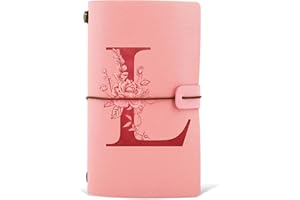 HSDSH Diario in Pelle PU iniziale, Taccuino Diario di Viaggio, Rosa Quaderno Scrittura Appunti Agenda, Compleanno Natale Regalo per Donna Ragazze Amica Studenti Sorella Collega Maestre Rosa(L)