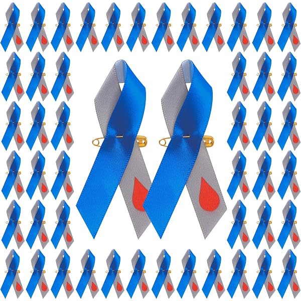 Diabetes Awareness Ribbon Enamel Pin – Gray and Blue Lapel Pin for