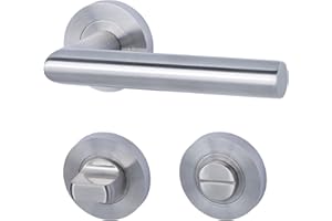 Alpertec 28024940 Edelstahl Doha-R für Badtüren WC Drückergarnitur Türdrücker Türbeschläge Neu, für Badezimmertüren