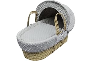 Kinder Valley Grey Dimple Moses Basket Bedding Set Dressing Cover & Hood with Quilt, Padded Liner, Body Surround and Adjustable Hood (Basket & Fittings not Included)