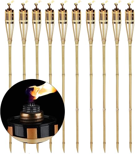 Torcia Da Giardino Per Uso Esterno Set Di 40 Torcia In Bambù Con Decorazione A Stoppino Lampada A Olio Altezza 90 Cm 87063330 - Foto 8