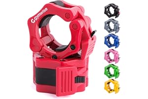 Gymwise Olympic Barbell Clips, Pair of 2” Inch Barbell Collars, Premium, and Heavy-Duty Clamps (Red)