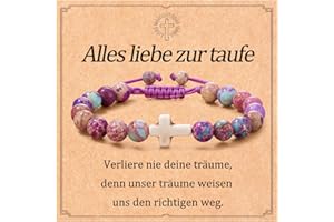 Aunis Taufgeschenke für Mädchen, Naturstein-Kreuz-Armband, Geschenke für Mädchen