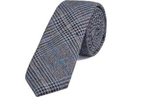 DonDon Corbata estrecha de algodón para hombres de 6 cm a cuadros