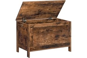 HOOBRO Storage Chest Trunk, Wooden Storage Box, Large Toy Chests with Lid, Toy Box Organizer Unit, Bed End Storage Bench, Shoe Bench, Entryway, Hallway, Bedroom, Rustic Brown EBF75CW01G1