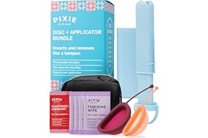 PIXIE CUP 2 Menstrual Discs and Applicator Bundle - No Metals or Toxins - 100% Medical-Grade Silicone-Most Soft Reusable Period Disc - Inserts and Removes Like a Tampon - Capacity of 5 and 7 Tampons