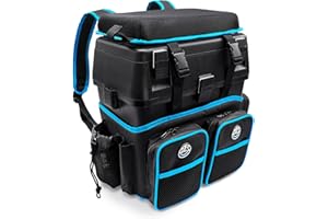 PRO TACKLE GEAR Pro Tackle Allround Sitzkiepe mit Rucksacksystem – Stabile, leichte Kiepe für Angler, Gepolsterte Sitzfläche, Integrierter Rutenhalter, 3 Reißverschlusstaschen (Sitzkiepe + Rucksacksystem (Blau))