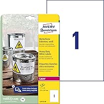 Étiquettes Extérieures Résistantes Aux Intempéries Avery Zweckform - Format A4, 192 étiquettes, 63.5x33.9 Mm - Pour Imprimante Laser