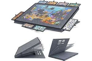 Becko US Tilting Puzzle Board with 2-in-1 Designed Stand & Cover, Lightweight Felt Storage Case with 8 Drawers for Adults, Portable Jigsaw Puzzle Table for Games Up to 1500 Pieces