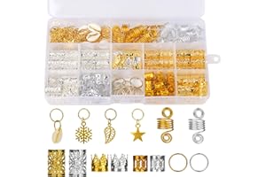 SAVITA 150 Piezas Cuentas para Cabello Rastas Joyería Cabello para Trenzas Bobinas de Metal para Cabello Rastas Anillos para Trenzas Pinzas para Cabello Accesorios Cabello Decoración (Oro y Plata)