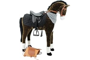Sweety Toys 14132 Standing Horse Riding Horse 110 cm Including Saddle with Stirrups