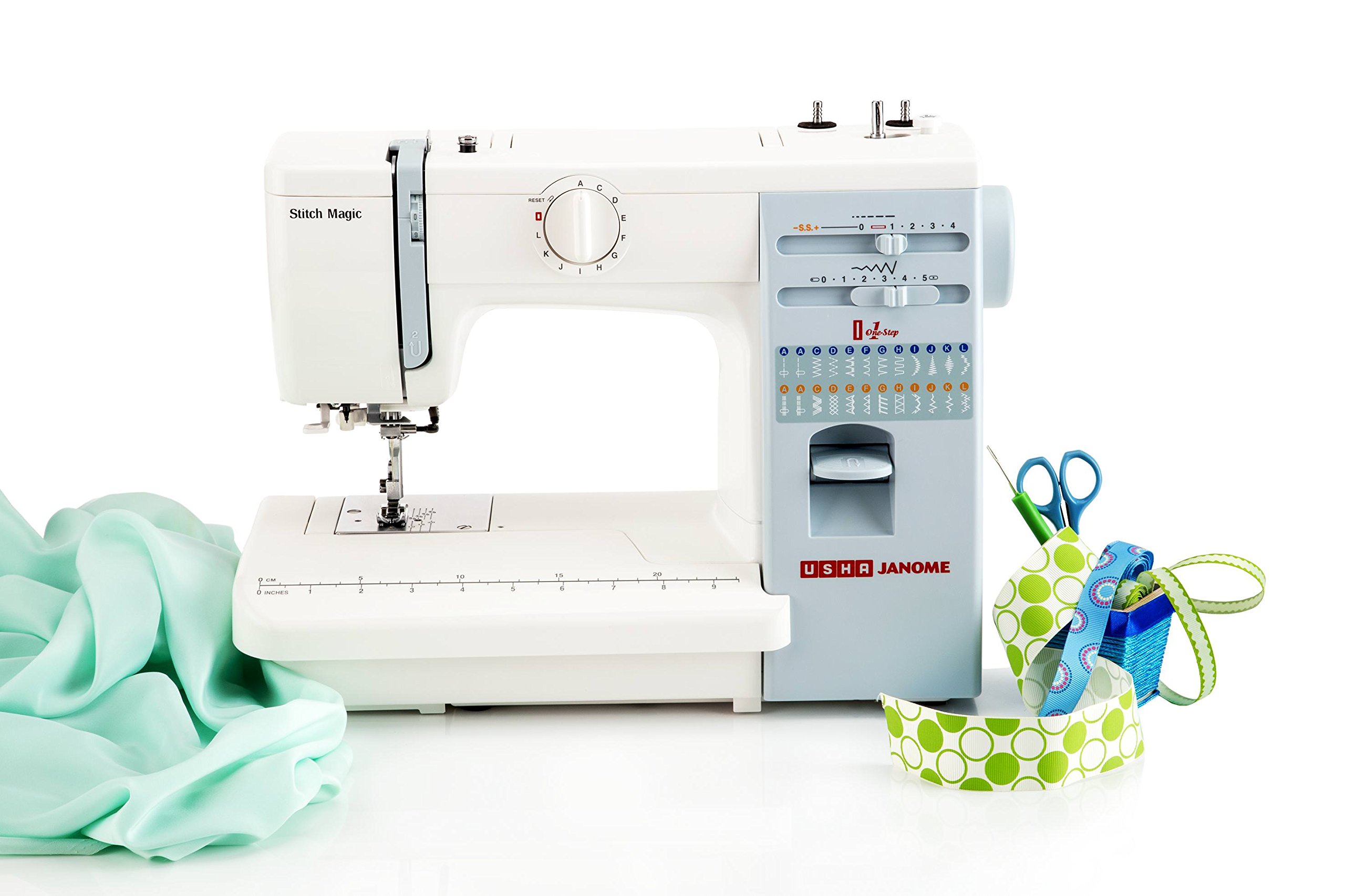 Usha Janome Automatic Stitch Magic Sewing Machine with 57 Stitch Function(White And Blue) - Image 5
