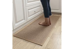 Urukundo Küchenteppich Waschbar rutschfest, Teppich Läufer Flur Küche rutschfest, Flachs Jute Küchenfußmatten für Vor Dem Waschbecken Küchenteppiche Wohnzimmer und - Gummisohle Matten rutschfeste