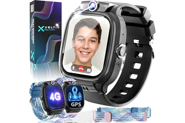 VELTIX®️ Nuevo Reloj Inteligente Niño X Pro 4G + 2 Correas Gratis | Smartwatch Niños con GPS Y Llamadas | Reloj Inteligente Niña | Reloj con GPS Y Llamadas | Reloj para niños con VIDEOLLAMADAS