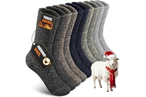 YUTYTH Merino Wool Socks Mens - 5 Pairs Thick Winter Wool Hiking Socks, Warm Thermal Mens Crew Socks Breathable Moisture-Wicking Outdoor Boot