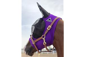 TGW Riding Super Fit Masque anti-mouches pour cheval Motif cheval Violet foncé