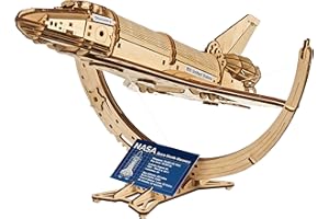 UGEARS NASA Space Shuttle Discovery – Wooden 3D Puzzles for Adults with Hubble Space Telescope and Tensegrity Stand – Wooden Model Kits for Adults Crafts Gift for Fathers Day - 315 Pcs