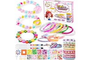 BESDIYART Schmuck Basteln Mädchen, 3 in 1 Freundschaftsbänder Bastelset Set, Über 20 Stück Armbänder Selber Machen,Geschenke für Mädchen 6 7 8 9 10 Jahre Geburtstag Weihnachten Geschenk Kinder DIY