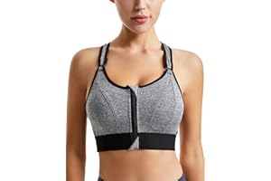 URPLITY Women Zip Front High Impact Sports Bras Yoga Bra Running Tank Top Racerback with Removable Pads for Workout Fitness