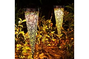 GÖRVITOR Metalowe lampy solarne do ogrodu na zewnątrz, 2 szt. Oświetlenie słoneczne LED ogród z wodoodpornością IP65, orientalna ciepła biała dekoracja solarnych lamp ogrodowych na trawnik zewnętrzny