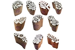 ROYAL KRAFT Fabric Wood Stamps Indian Small Floral Design Printing Blocks (Set of 10) Htag2103