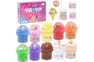 FGZU 10 Pezzi Set Slime,Kit per Creare Slime Nuvoloso con Ciondoli,Giocattolo Antistress da Impastare per Bambini