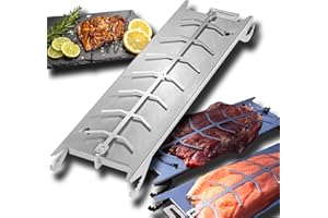 FENNEK Support de Saumon en Acier Inoxydable pour braseros et barbecues sphériques - avec mécanisme de Serrage spécial - Alternative Parfaite à la Planche de Saumon - Made in Germany