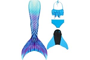 NAITOKE Niñas Cola de Sirena con Aletas para Nadar/Vacaciones/Fiesta/Fotos