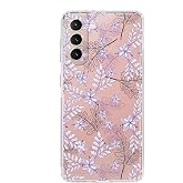 PrintiFy Samsung Galaxy S21 Kamera Korumalı Kapak Floral Lila Tasarımlı Şeffaf Kılıf