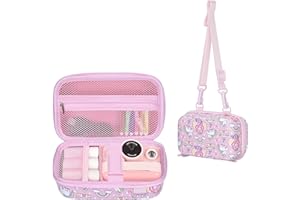 Leayjeen Étui pour Appareil Photo instantané Compatible avec CAMCLID/TIATUA/Aomdom/TOYOGO/Global Crown et Papier d'impression, Cadeaux Jouets pour Les Enfants de Noël (étui Uniquement) Licorne Rose