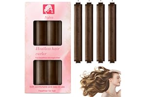 NYLEA Neu Heatless Curls Band,Lockenwickler über Nacht 4 Stück Overnight Blowout Locken Ohne Hitze Diy Overnight Curls Gummi Hitzefreier Lockenwickler Locken üBer Nacht für Mittleres Langes Haar (Braun)