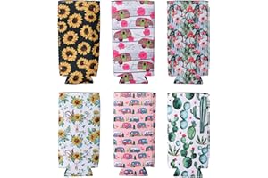 WACAR Fundas delgadas para latas, 6 fundas de neopreno para enfriar latas, aislantes plegables, soportes para cerveza para latas delgadas de 12 onzas, proyectos de bricolaje, eventos festivos