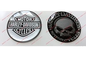 ADESIVI COMPULSIVI Adhesivos resinados con el emblema/logotipo de Harley Davidson, logotipo clásico con calavera, par de pegatinas resinadas con efecto 3D.Para depósito o casco.