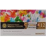 MUNGYO Tin Case Professional Watercolor Set, 12 Count - Multicolour
