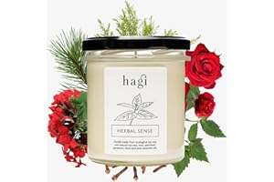 Hagi Herbal Sense Candela Di Soia, Tempo Di Combustione Circa 75 h, Candela Profumata In Un Bicchiere, Profumo Vegetale, Con Olio Di Melaleuca, Olio Di Rosa, Olio Di Patchouli