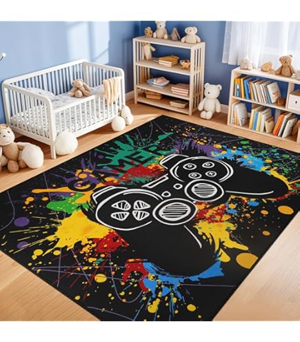 Tappeto Gaming Graffiti 160x200 Cm - Rosa, Antiscivolo, Lavabile, Per Camera Letto Gamer - Foto 13