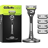 Gillette LABS RASOIO UOMO, con 5 LAMETTE DA BARBA di Ricambio e BASE MAGNETICA e BARRA INTEGRATA, Rasatura Facile,Comfort Ott